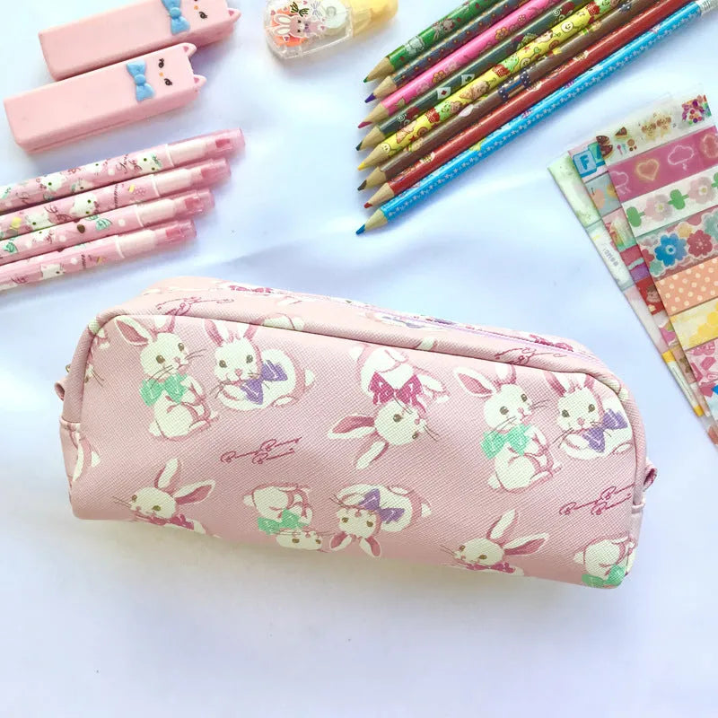 Printed PVC cylindrical pencil case in Japanese cute cartoon style, 19x6.3x7cm, soft material