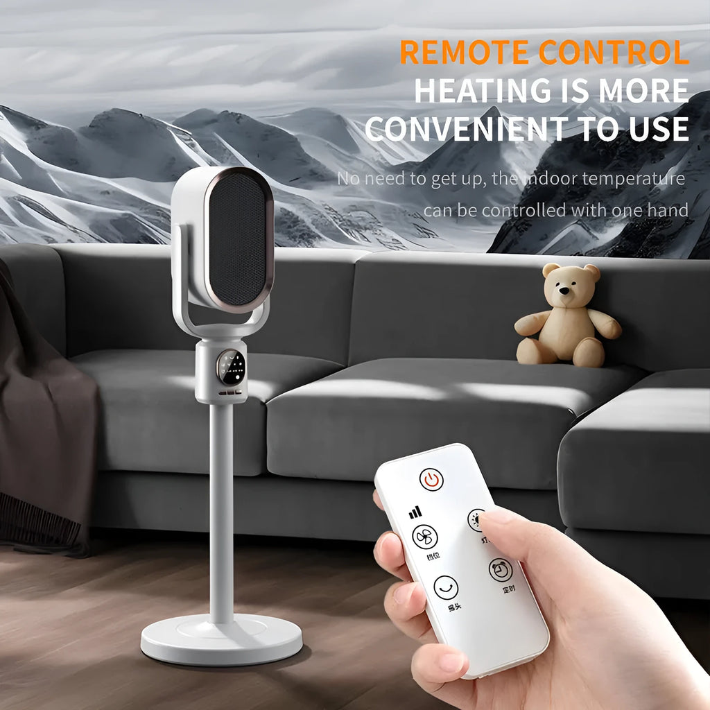 Desktop warm air blower heater in N6 colour with touch controls and 2-8 hour timer