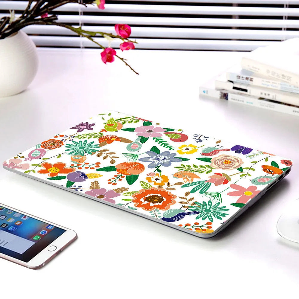 Plastic protective shell for Apple MacBook with partial flower series floral design showing five pattern options