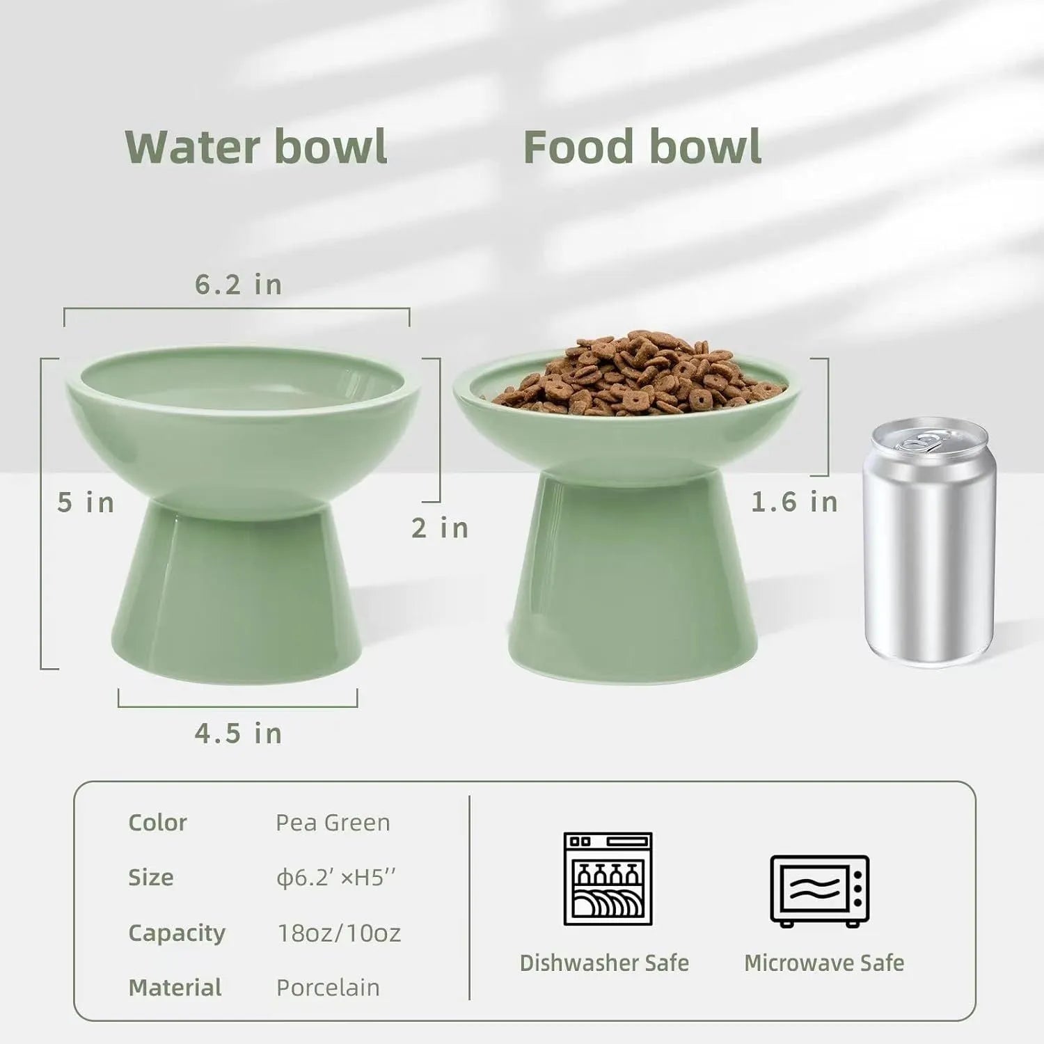 Extra wide elevated ceramic cat food bowl in blue green pink or white colour