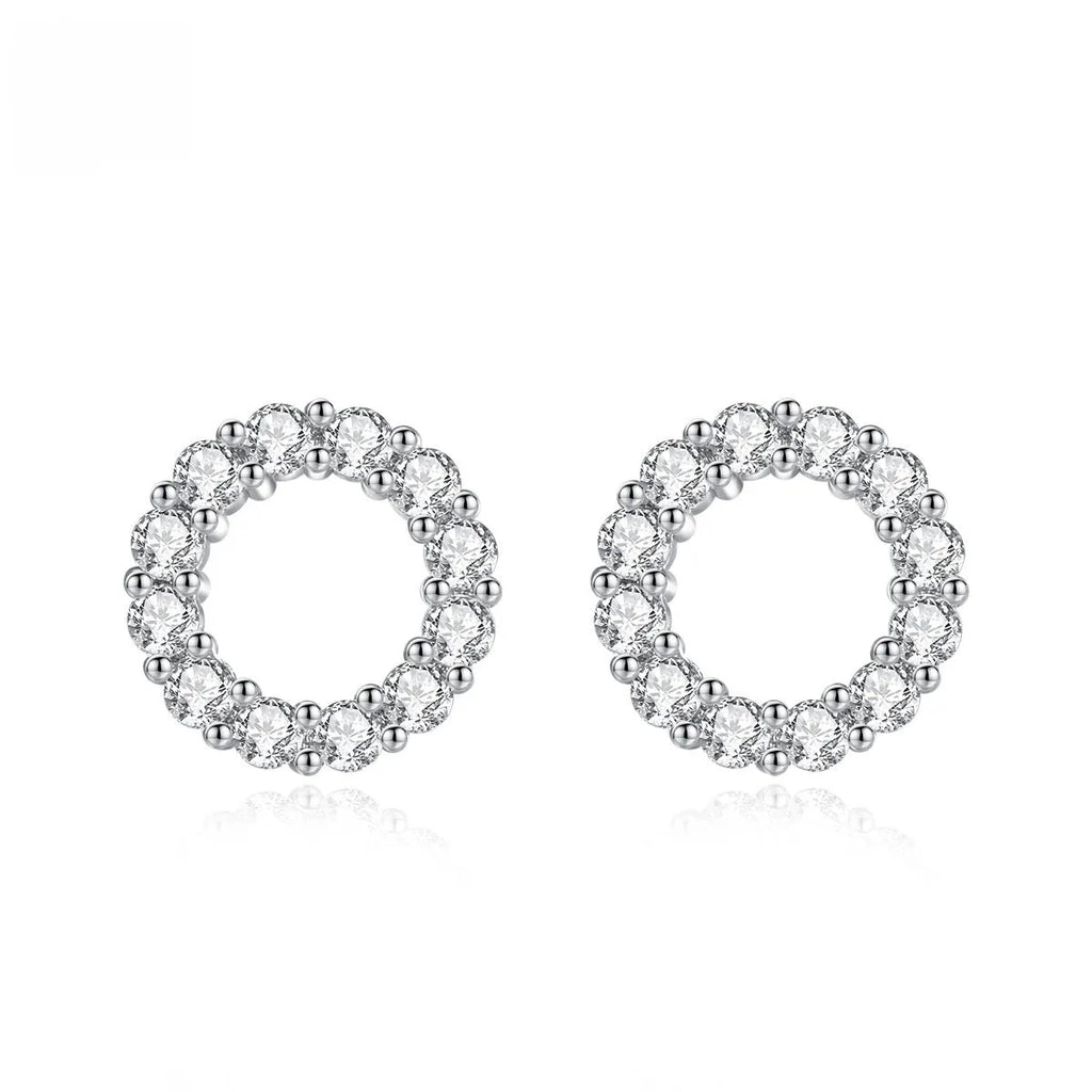 Ring Super Copper Micro Zircon stud earrings for women geometric shape fashion OL style