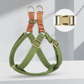 Brown vest-style anti-loss dog leash with cotton and nylon construction and alloy fastener