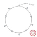 Women's silver geometric anklet with zirconium pendant in gold or white gold colour