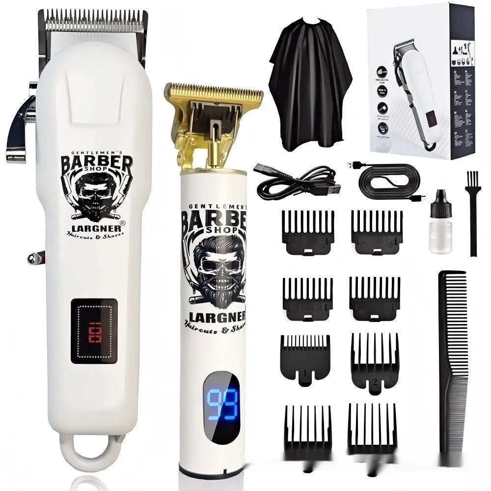 Rechargeable stainless steel hair clipper with 4-in-1 attachment suit and USB charging cable