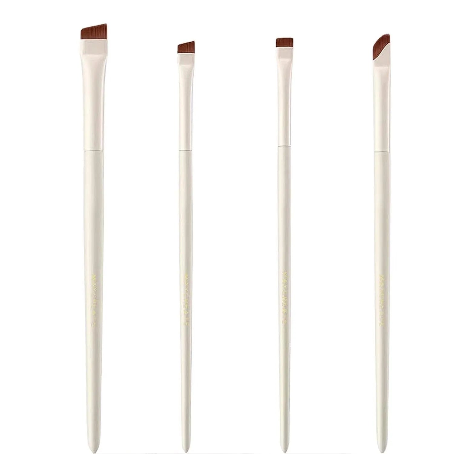 Four angled eyeliner and brow brushes with ultra thin tips in optional leather case