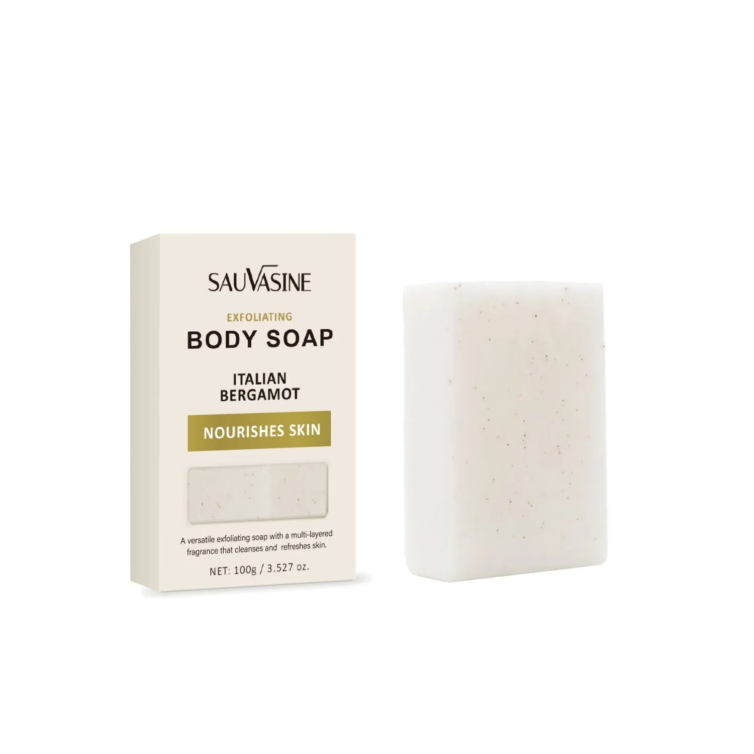 Exfoliating body soap bar for deep cleansing and moisturising with SWX-A386 classification