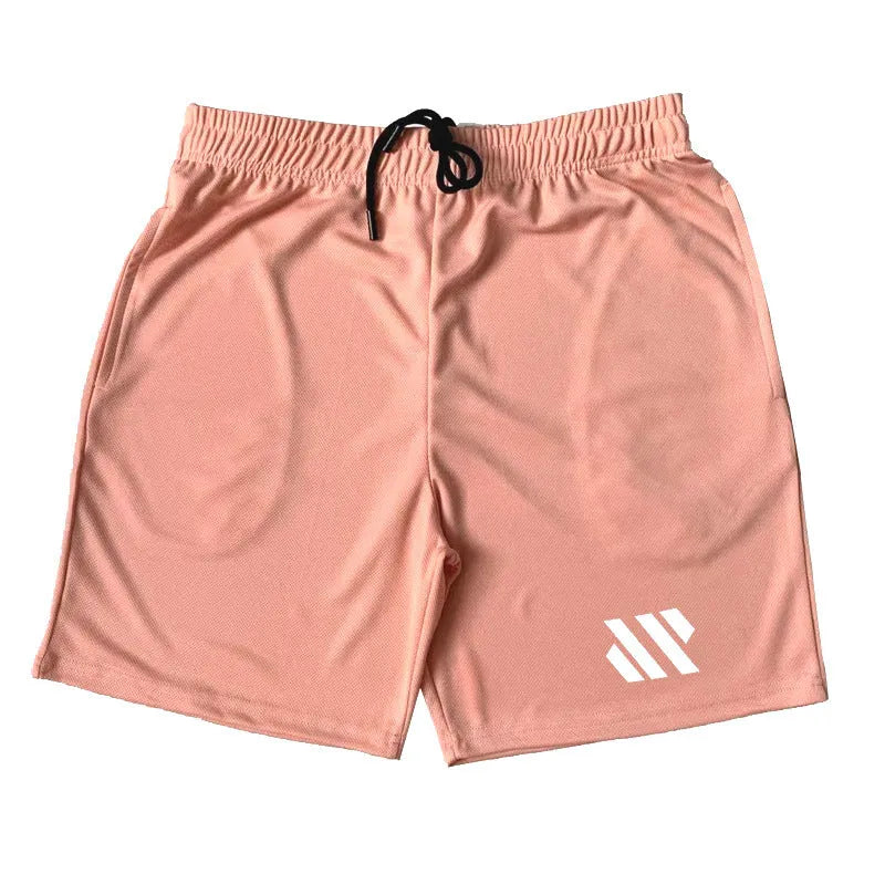 Loose fit metal silk fabric sports shorts in various colours including black, blue, and green for summer running and leisure.
