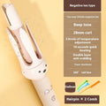 Beige automatic hair curler with negative ion technology and UK plug for home styling