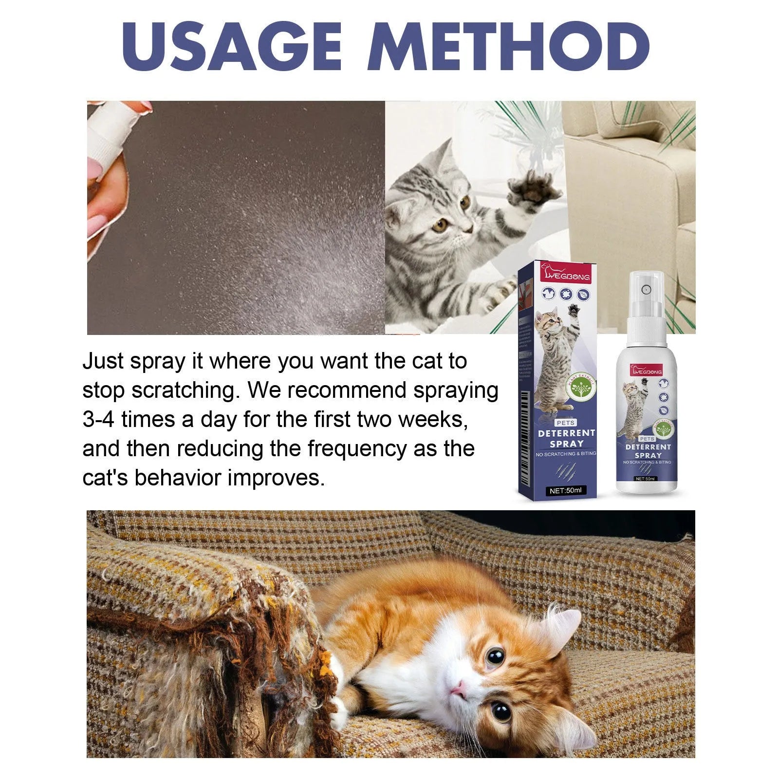 50ml pet deterrent spray bottle in retail packaging for dogs and cats