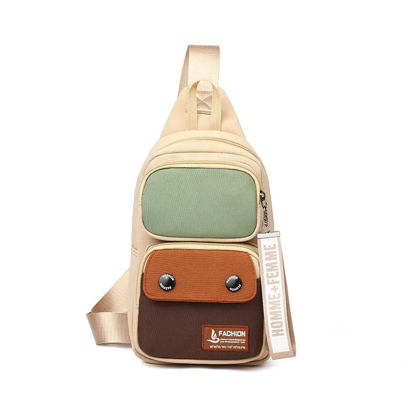 Outdoor leisure crossbody shoulder bag in durable nylon with contrast colour options