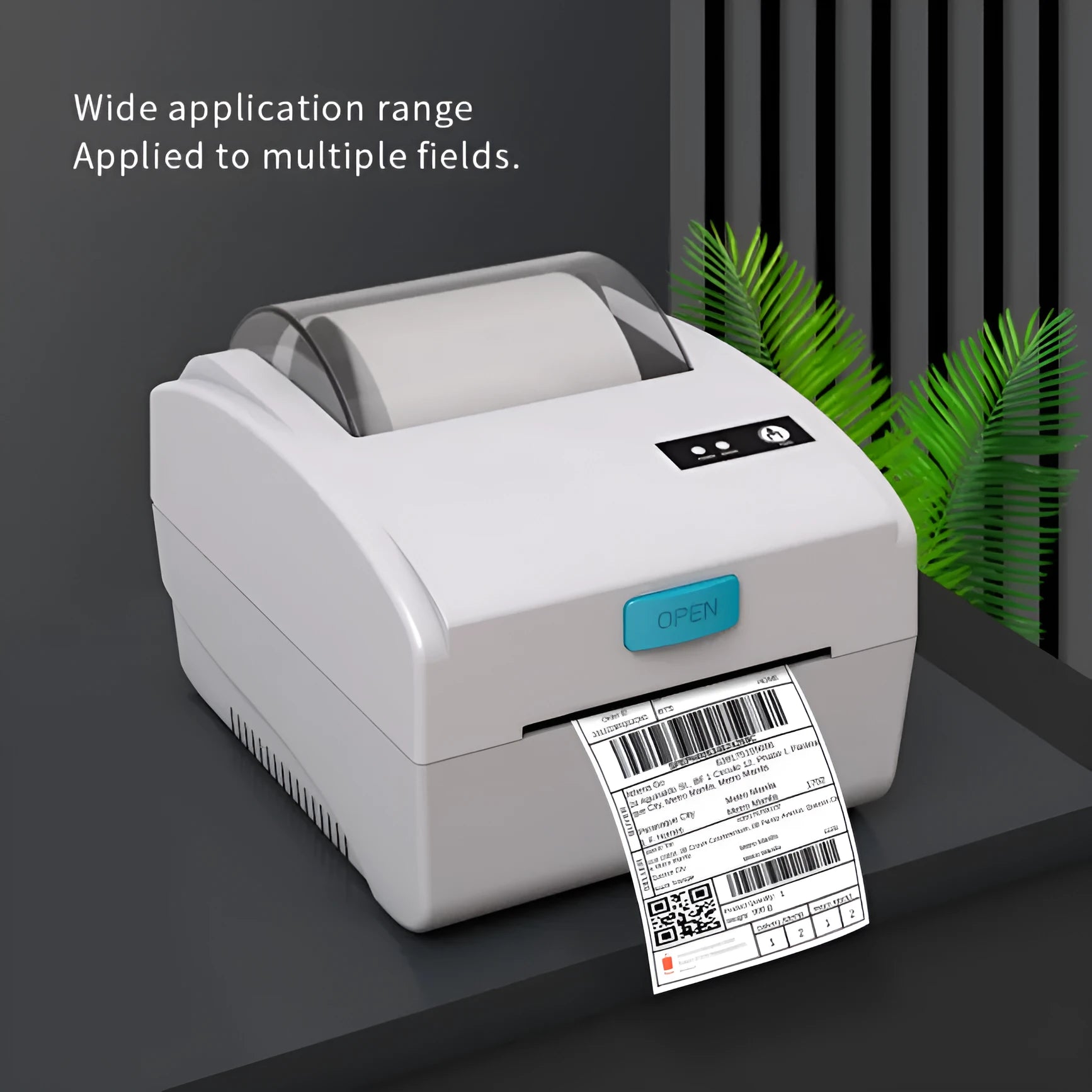 White Bluetooth thermal label printer with USB port for shipping label production