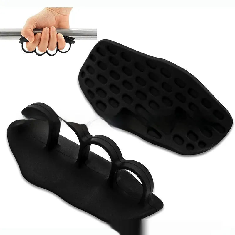 Black finger exerciser grip strength trainer with non-slip surface on a white background.