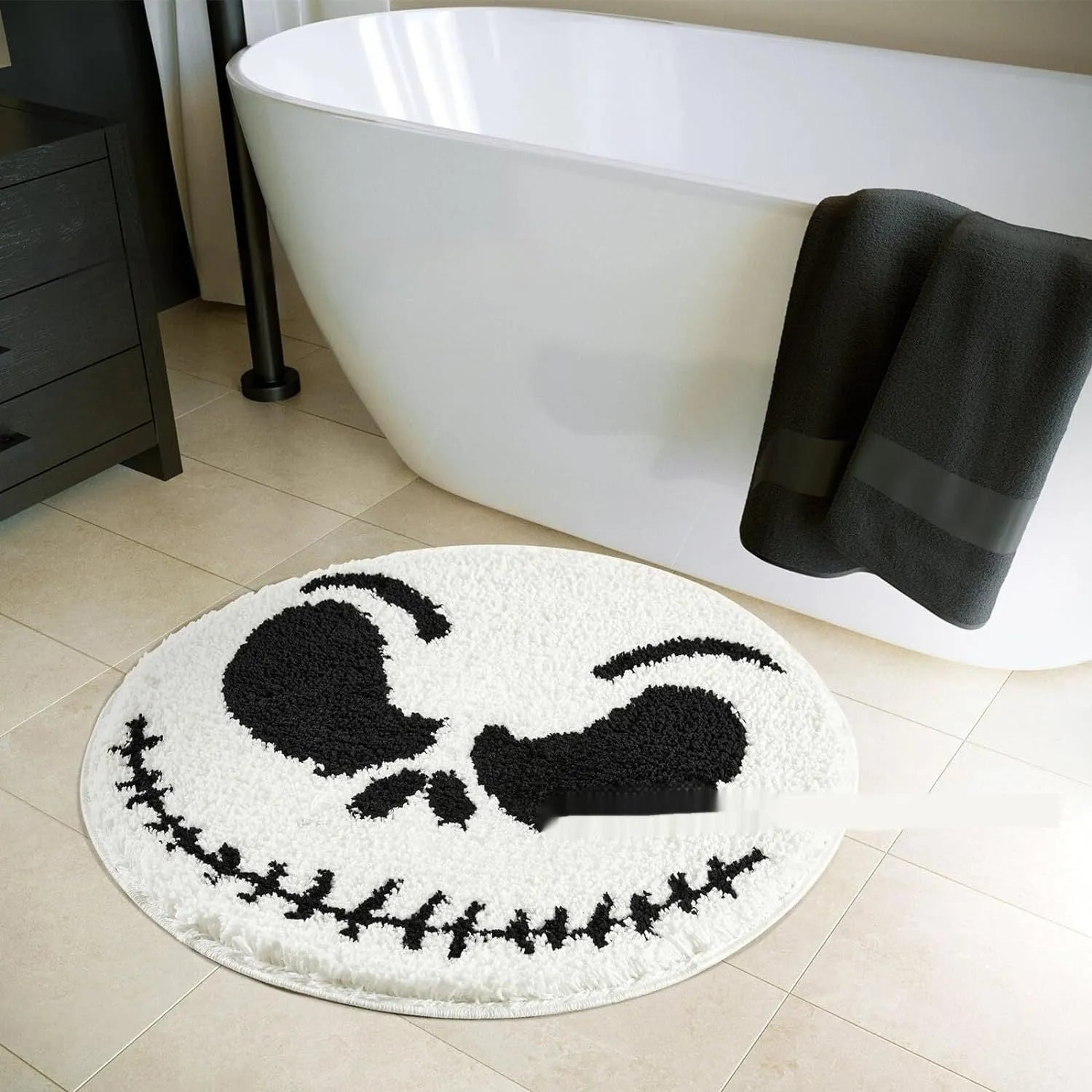 Christmas-themed polyester carpet with printed festive design in square format