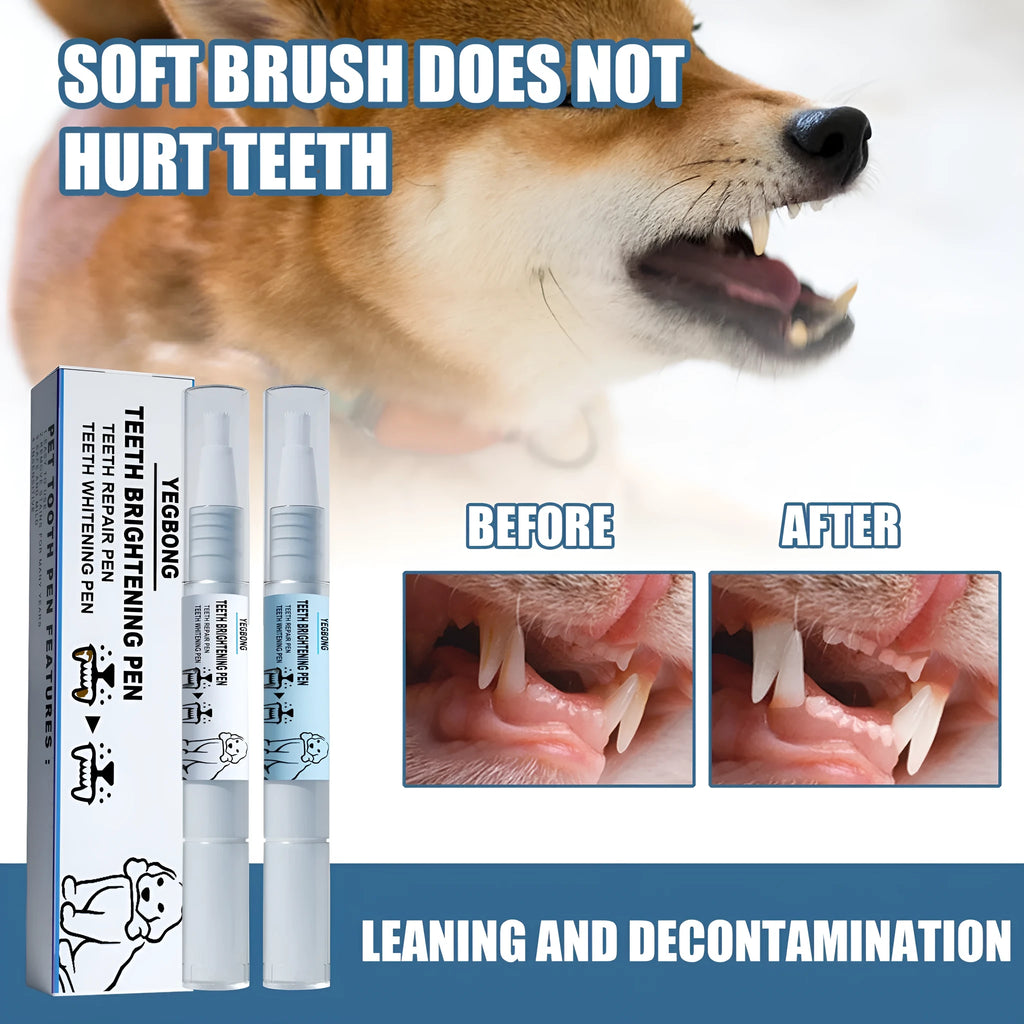 Yegbong pet teeth whitening pen and dental brush set for dog and cat oral care