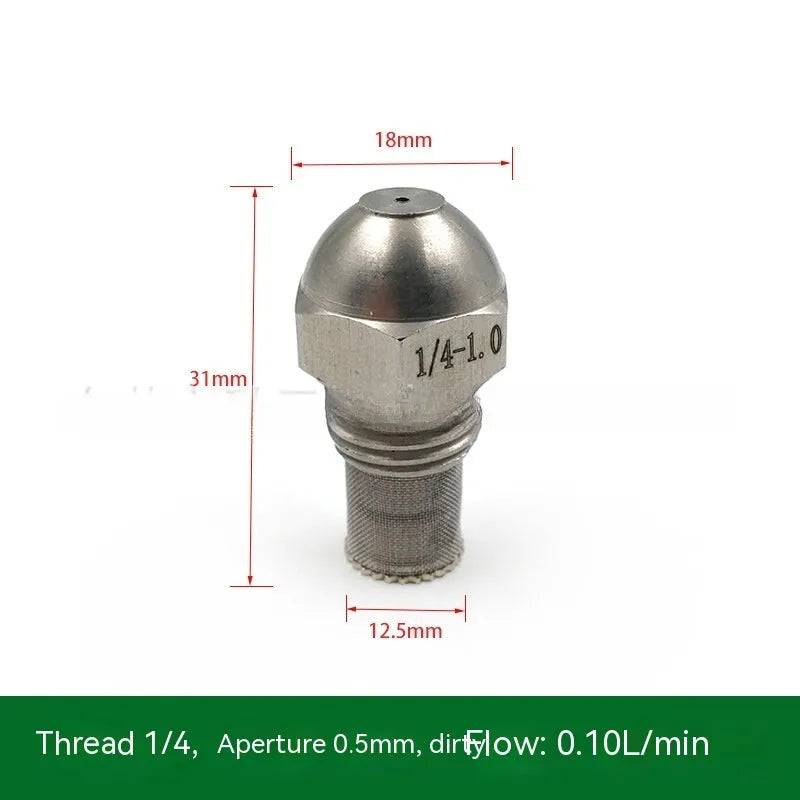 304 stainless steel two-point atomising nozzle with external thread and ten aperture size options