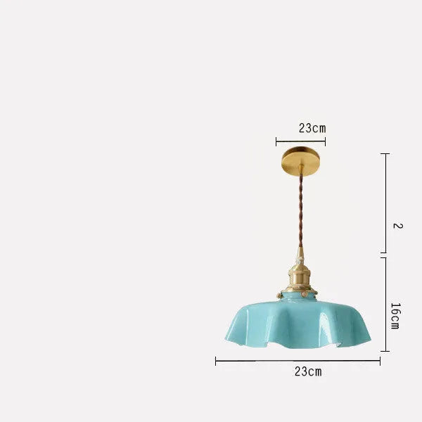 Brass medieval chandelier with glass flower buds, adjustable height, five light colour options