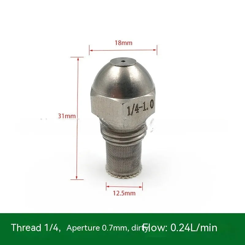 304 stainless steel two-point atomising nozzle with external thread and ten aperture size options