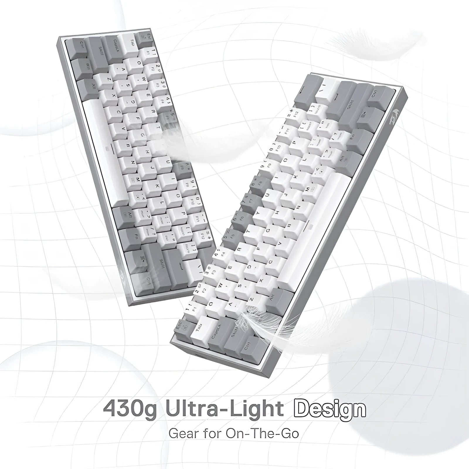 White and pink K617 mechanical keyboard with RGB backlit keys on a desk.