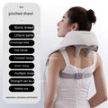 Beige electric shoulder and neck massager with clip-on kneading heads and half PU leather covering on a table