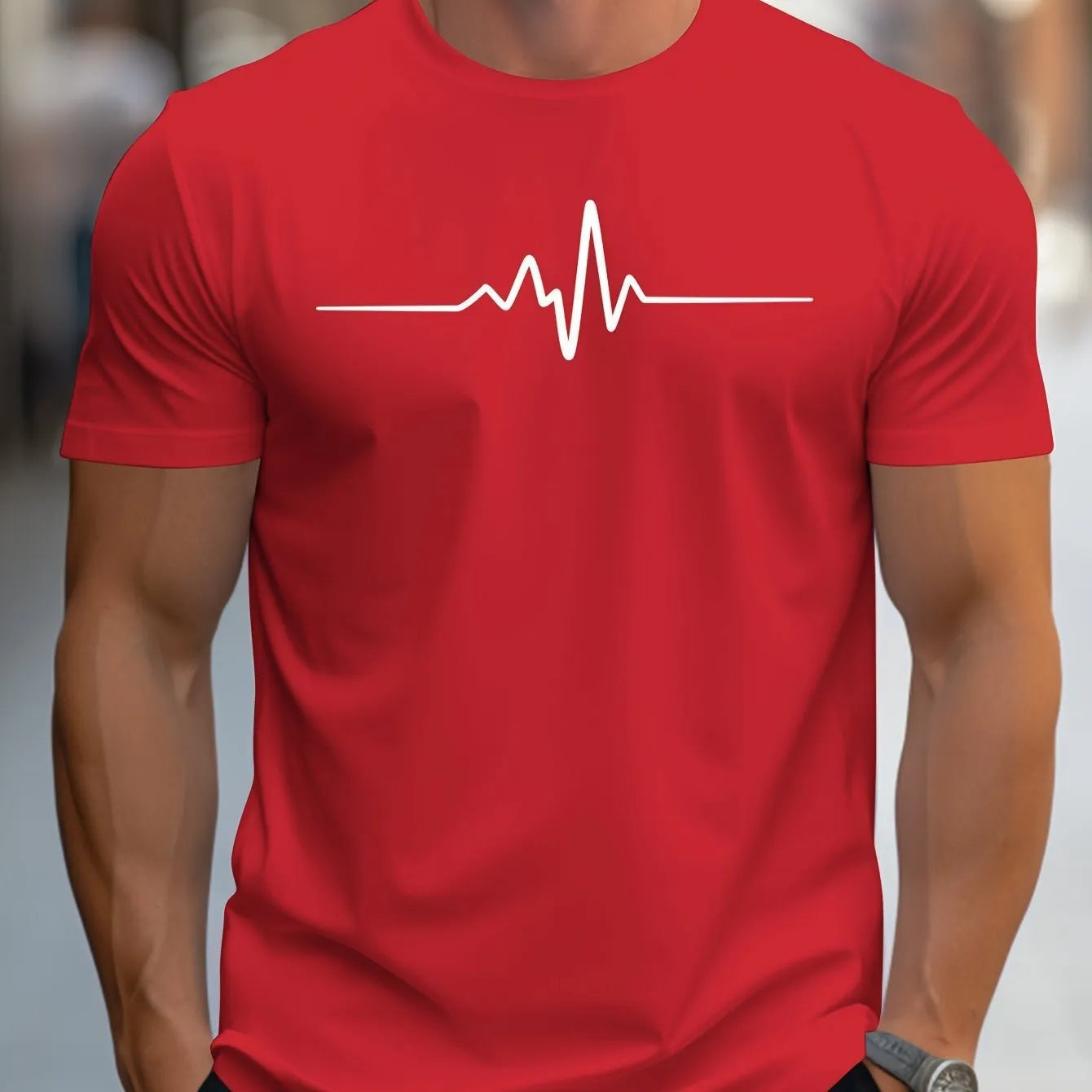 Men's loose fit T-shirt with 3D sports letter design in chemical fibre blend fabric
