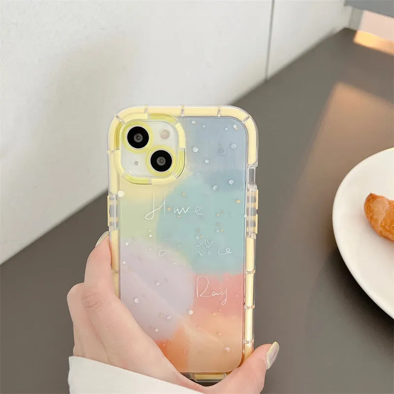 Minimalist contrast colour silicone iPhone case with yellow edge on TPU material