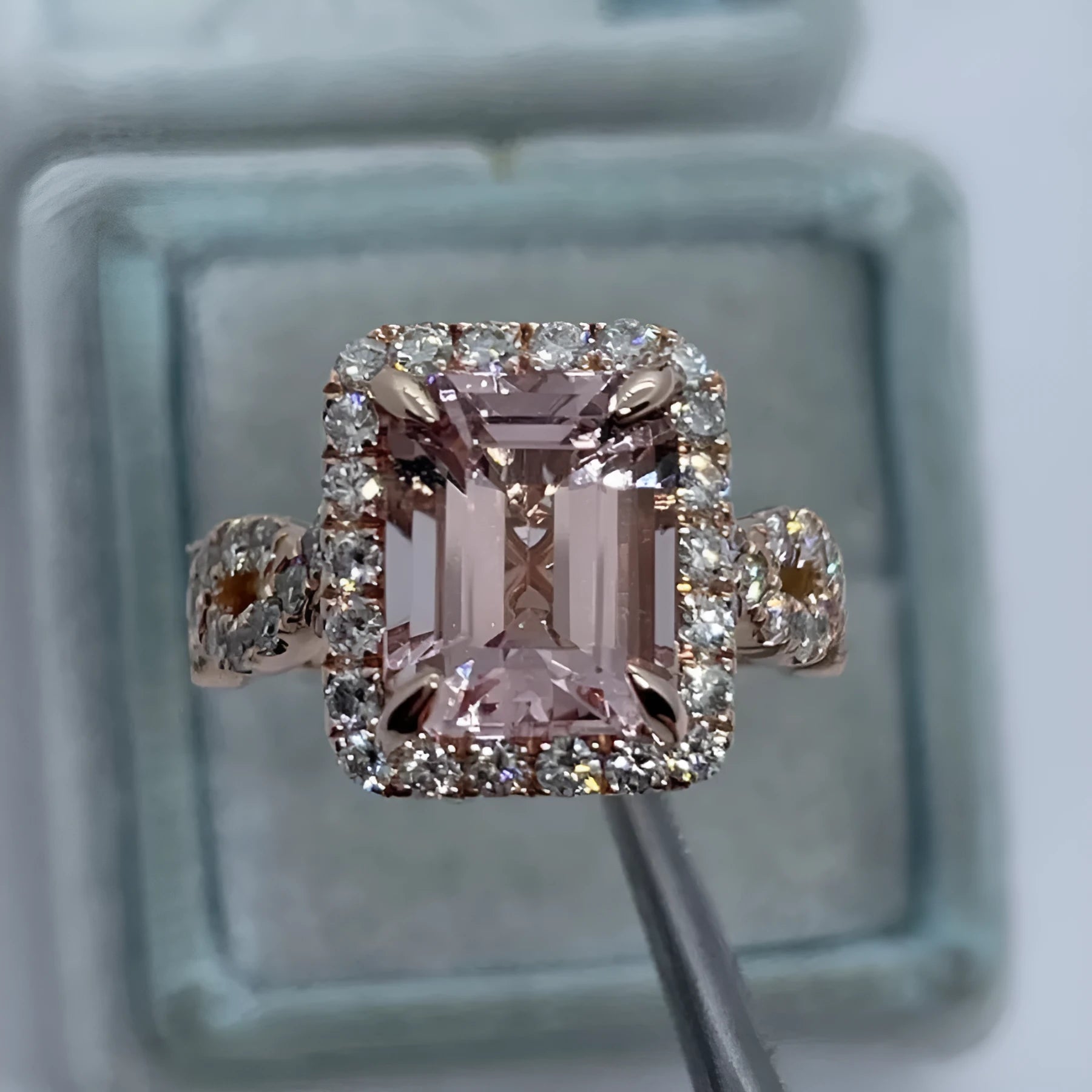 Rose gold geometric alloy women's fashion ring showing electroplated finish
