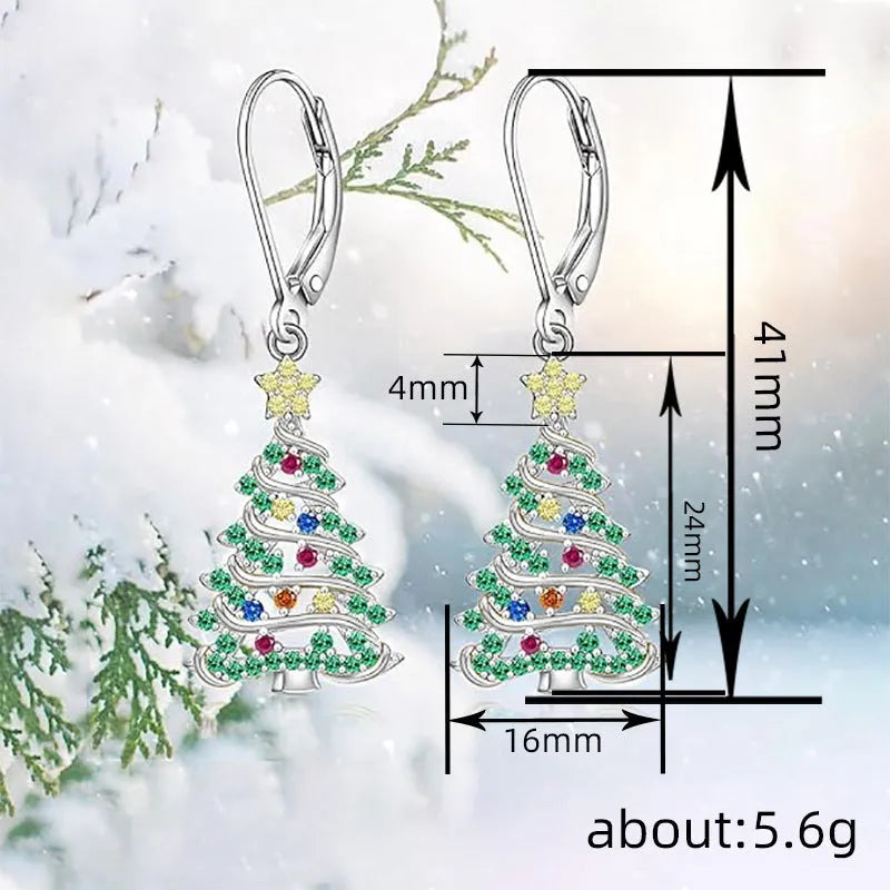 Copper Christmas tree earring pendants with white gold E4318 finish for women