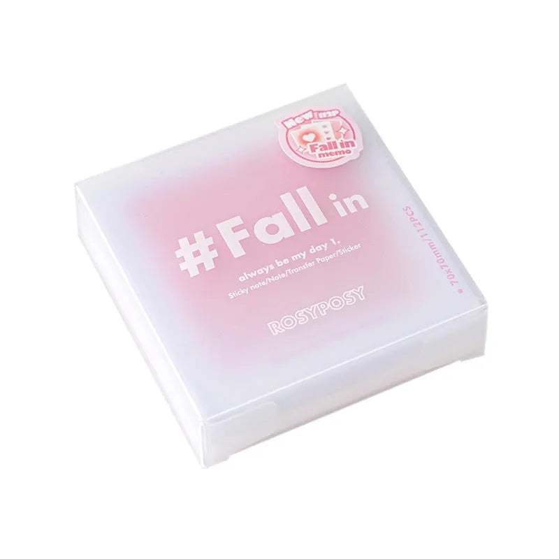 Square gradient parchment notepad with sticky notes and memo sheets in 70mm size.