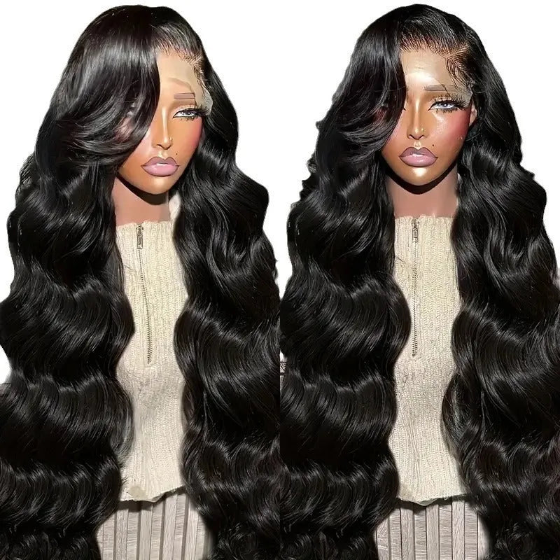 Front lace partial big wave curly hair wig in black high temperature fibre with 10-32 inch length options