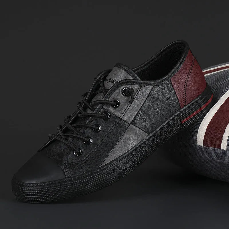 Men's colour matching leather shoes with round toe and elastic band closure in multiple colour options