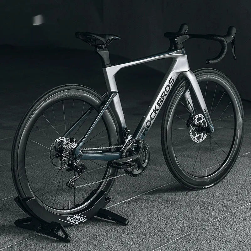Black ABS plastic floor-standing bicycle parking rack holder for road and mountain bikes