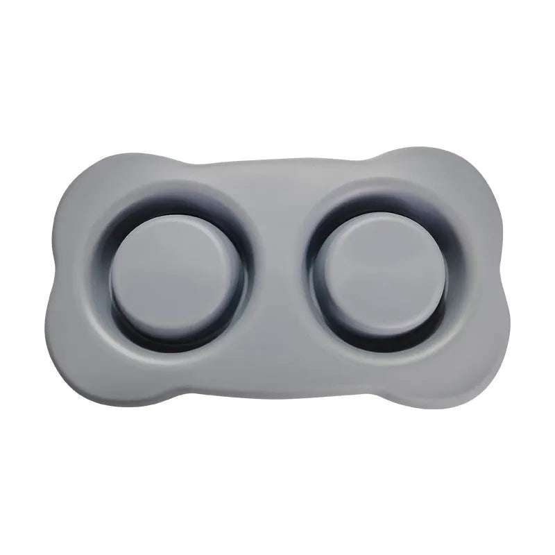 Silicone dog bowl with stainless steel interior in large and small sizes with five colour options