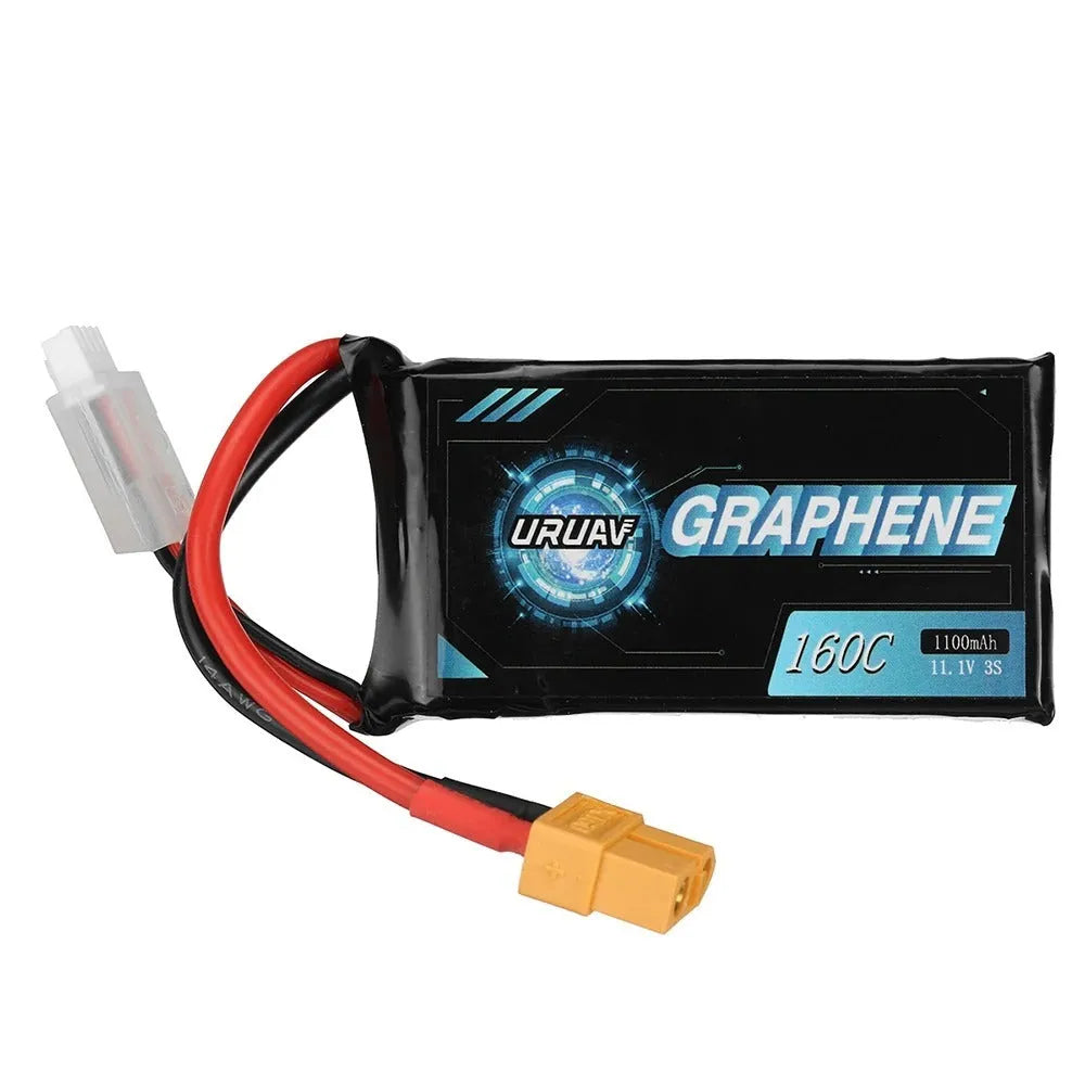 RC 7.4V 1200mAh lithium battery for model cars and ships, dimensions 15x36x70mm.