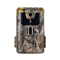 Camouflaged outdoor Bluetooth hunting camera with infrared LEDs for night vision.