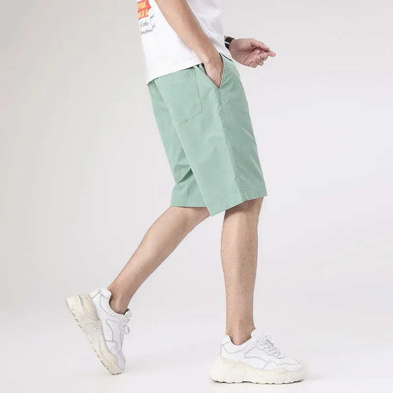 Men's casual sports shorts in 100% polyester, five-point straight leg, black