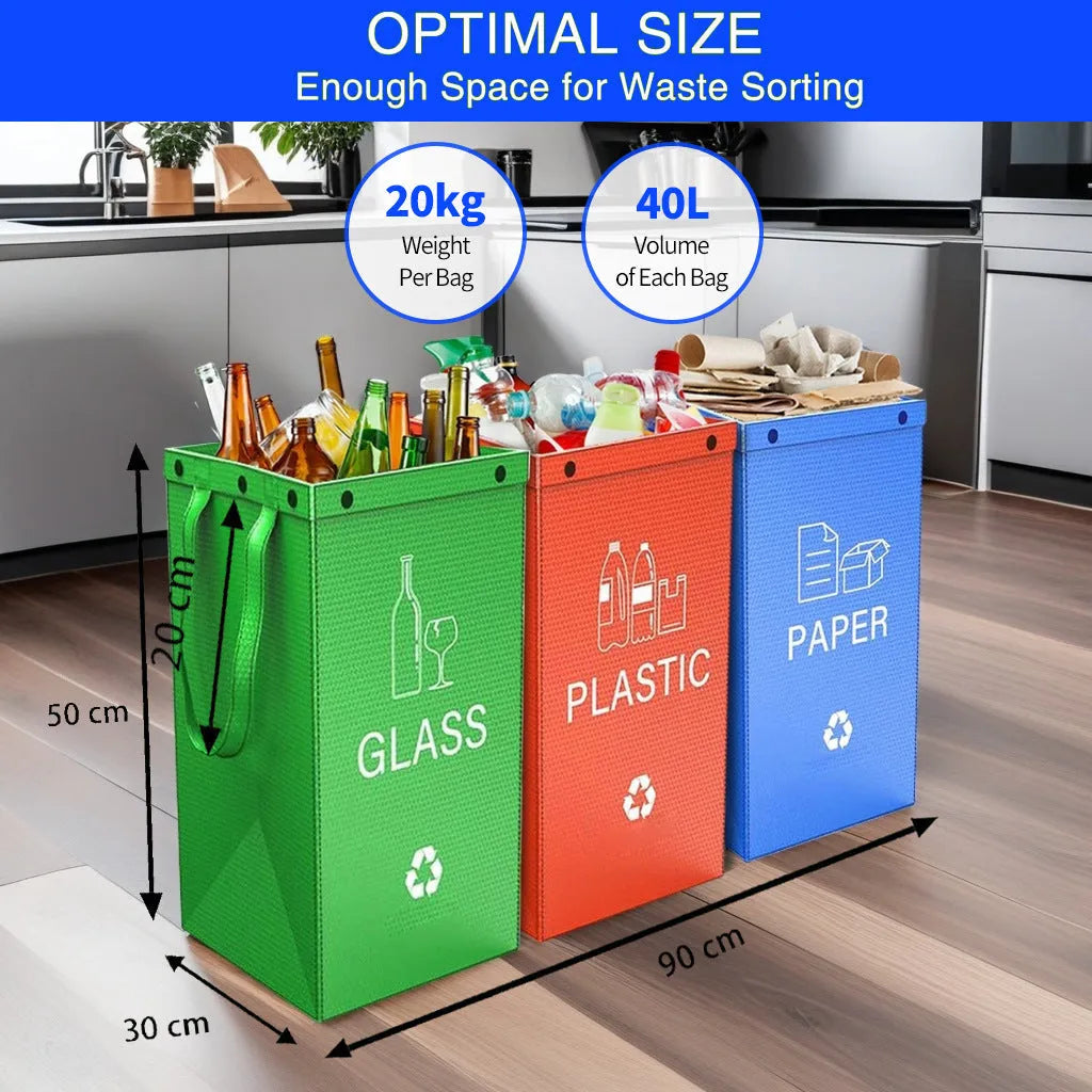 Blue 40-litre reusable PP plastic bin bag with dimensions 30cm wide by 50cm high.