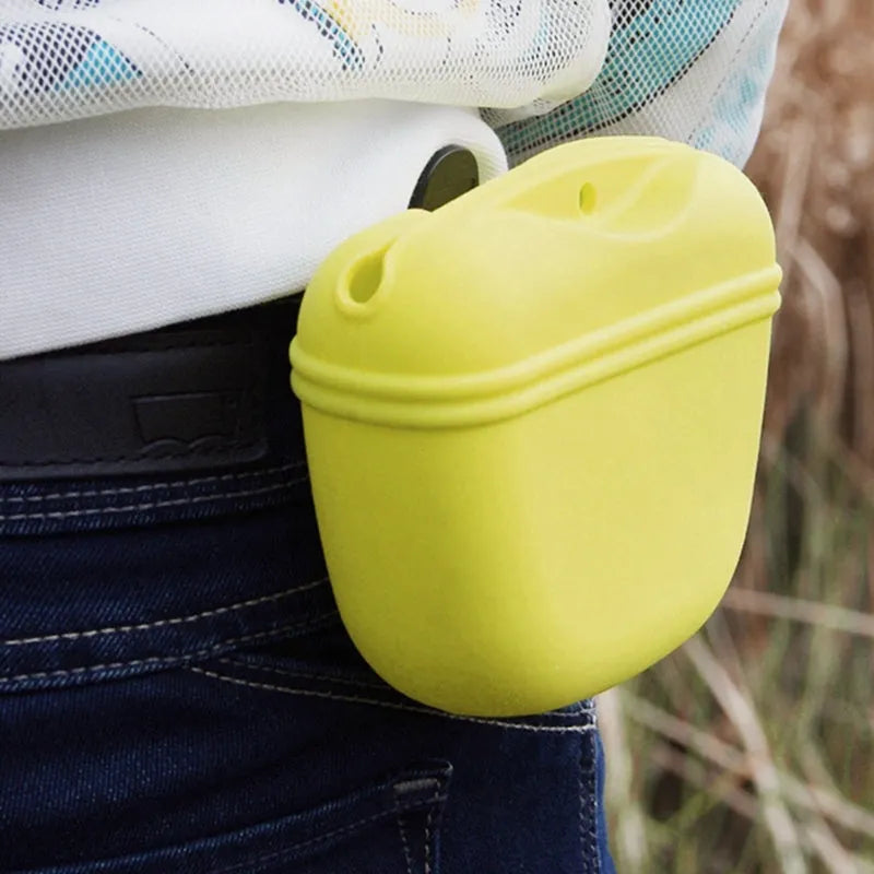 Silicone dog training treat pouch with clip and magnetic closure in assorted colours