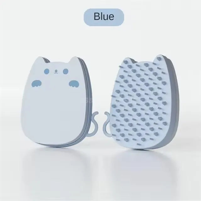 Brown blue green silicone sponge pet comb brush for cat and dog grooming