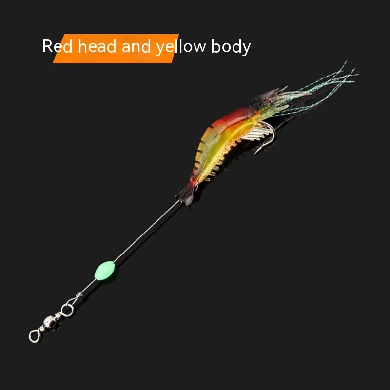 Luer soft fishing lure with pre-attached hook in six colour variations including luminous and transparent options
