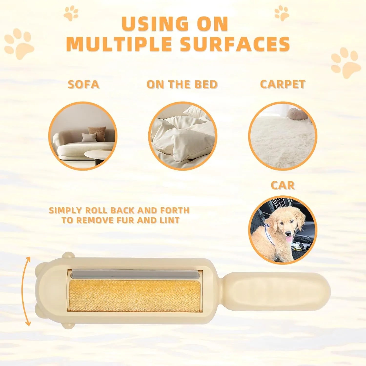 Blue reusable pet hair remover roller with storage container for furniture and car seat cleaning