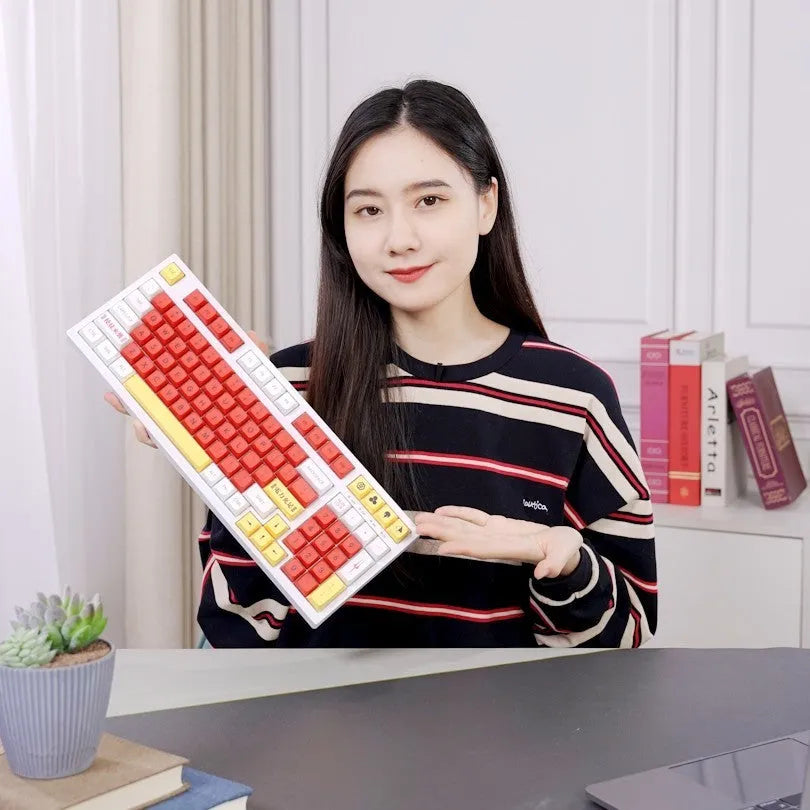 138-piece PBT sublimation keycap set with boy and girl colour matching for mechanical gaming keyboards