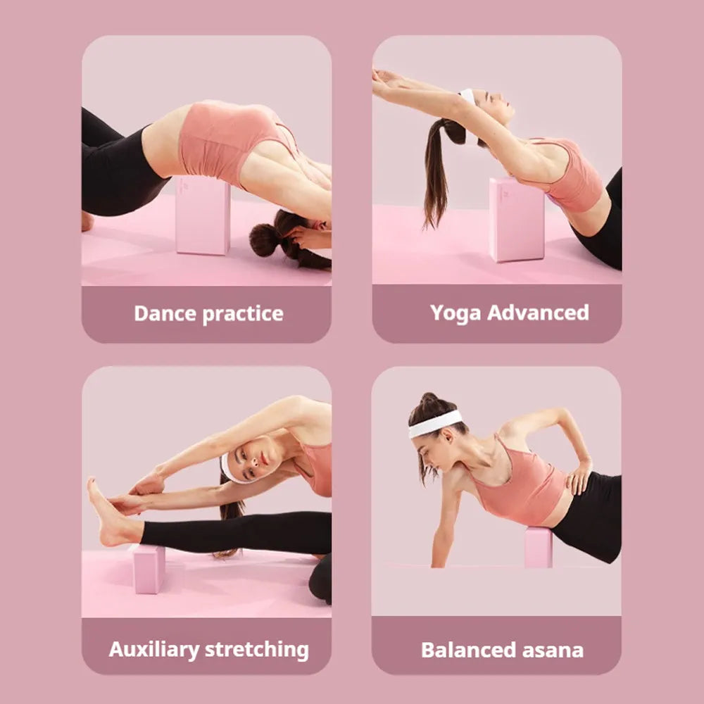 High-density EVA yoga block with textured ridges in solid colour
