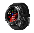 Black stainless steel round dial smart watch with heart rate monitoring and Bluetooth call feature