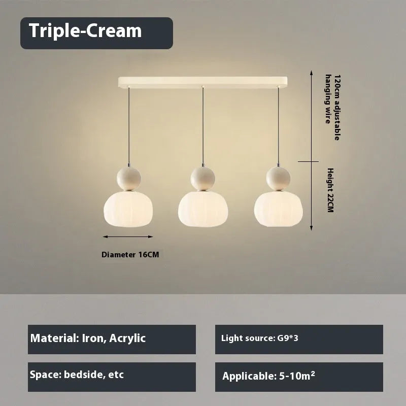 Nordic pumpkin-shaped alloy chandelier for ceiling mounting in a bedroom or dining room.