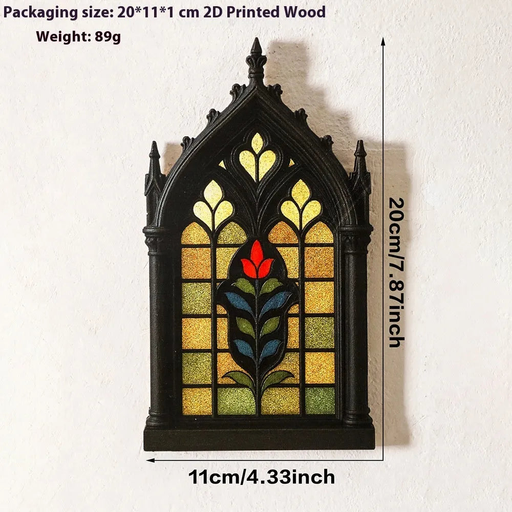 Solid wood Gothic style wall mounted storage rack or door frame decoration in one of three colour finishes.