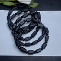 Natural black tourmaline rough stone unisex bracelet with adjustable clasp