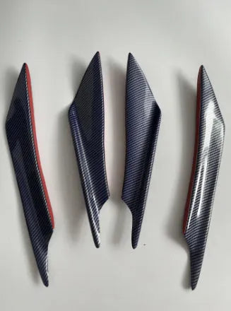 Set of four carbon fibre pattern bumper blades for automotive bumper modification