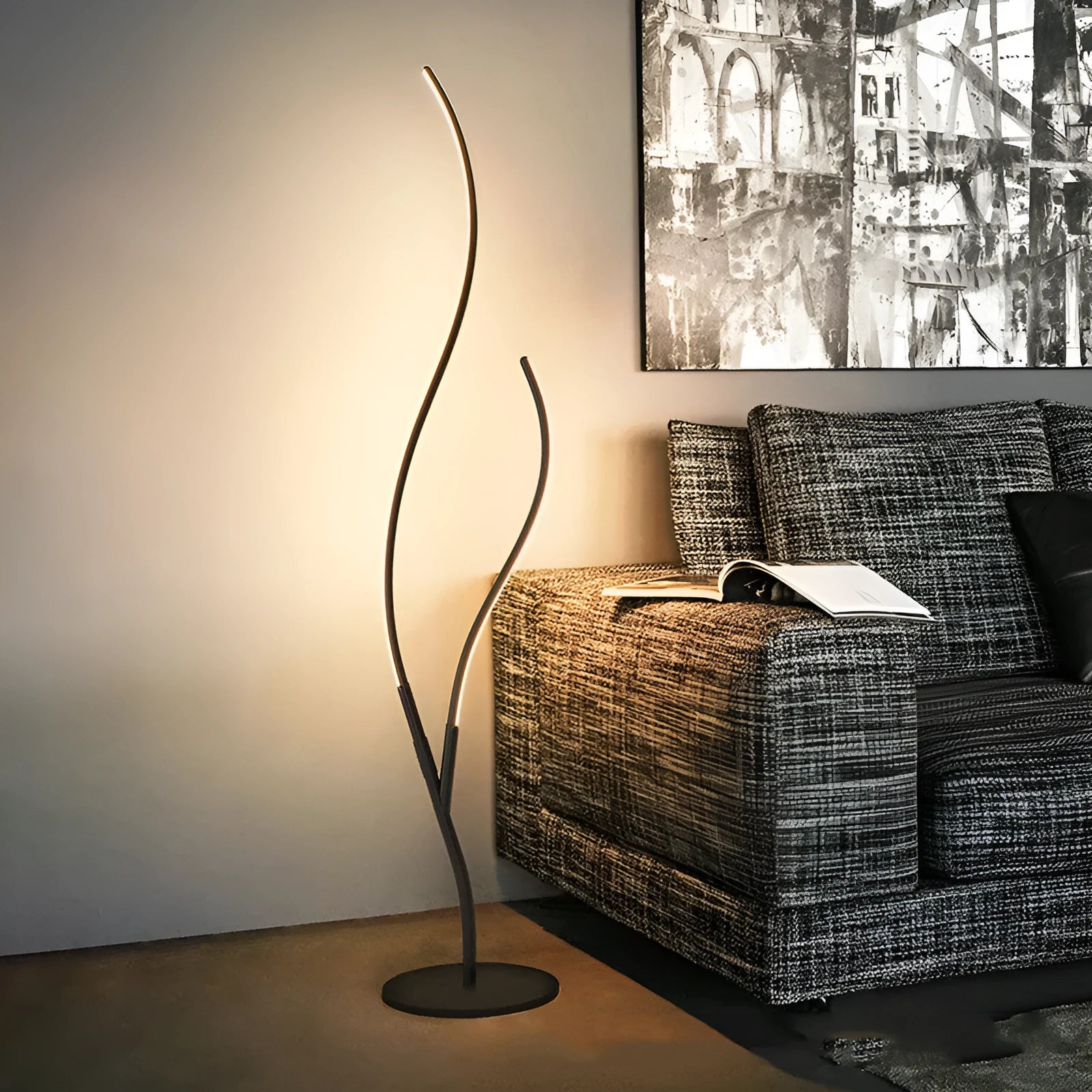 Fashion Twig Artistic Line Floor Lamp with silicone shade and aluminium alloy body in black
