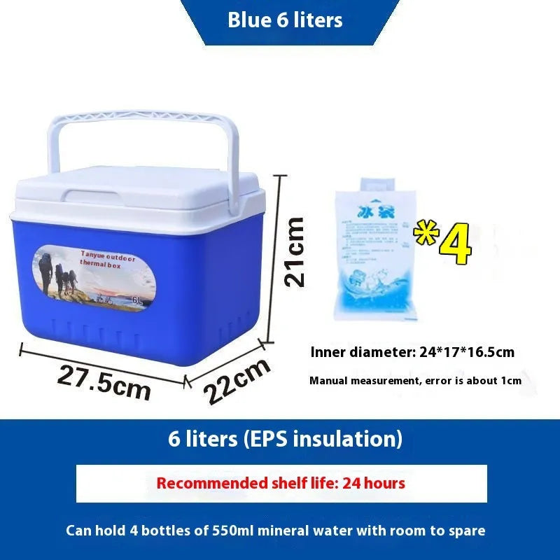Blue aluminium foil insulated portable cooler box with EPS insulation