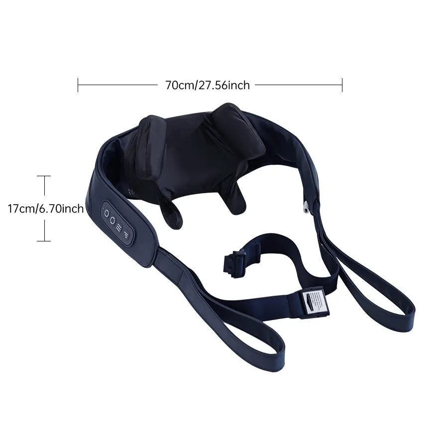 Kneading shoulder massager with heat therapy and 2 speed modes in blue colour